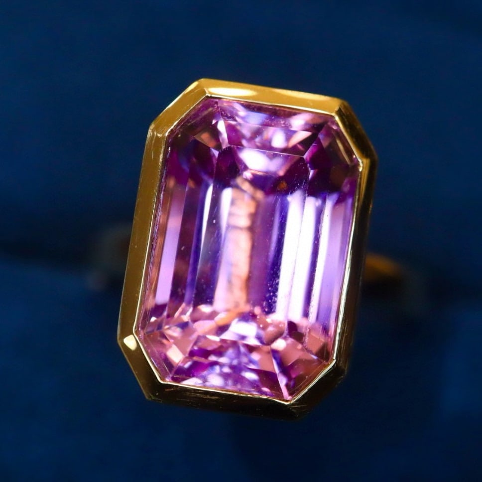 14k Gold 8.50 Ct Natural Kunzite Ring - 4