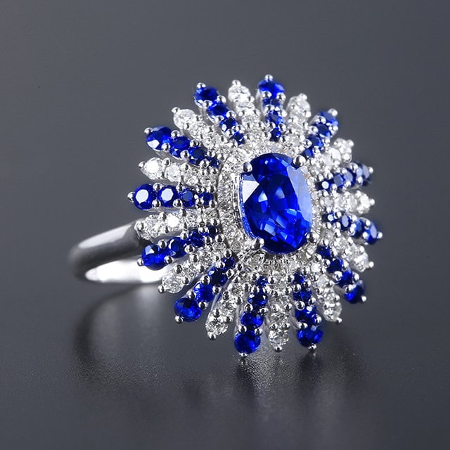 14k Gold 1.81 Ctw Natural Sapphire & Diamond Ring - 3