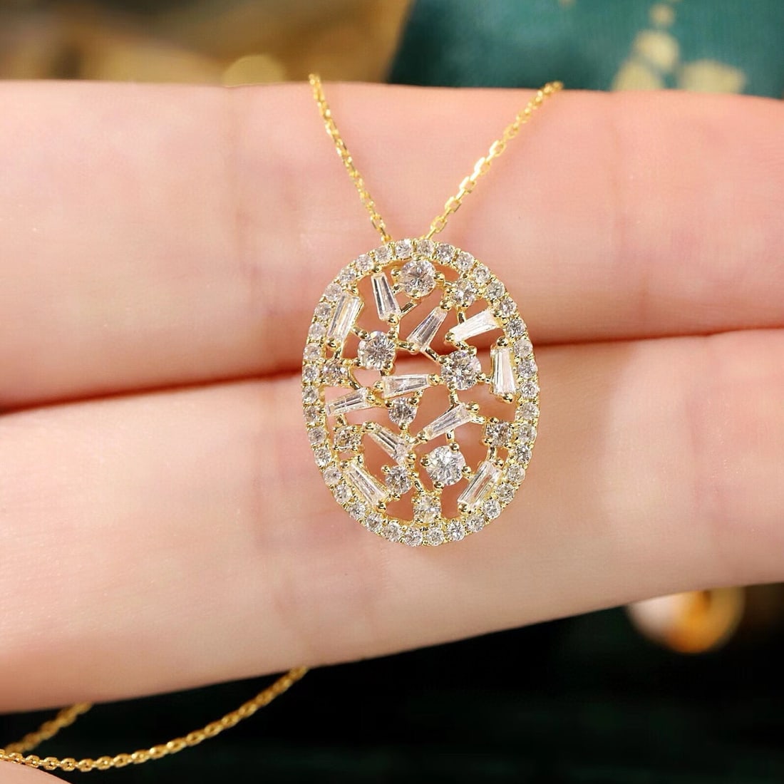 14k Gold 0.70 Ct Natural H Diamond Necklace - 4