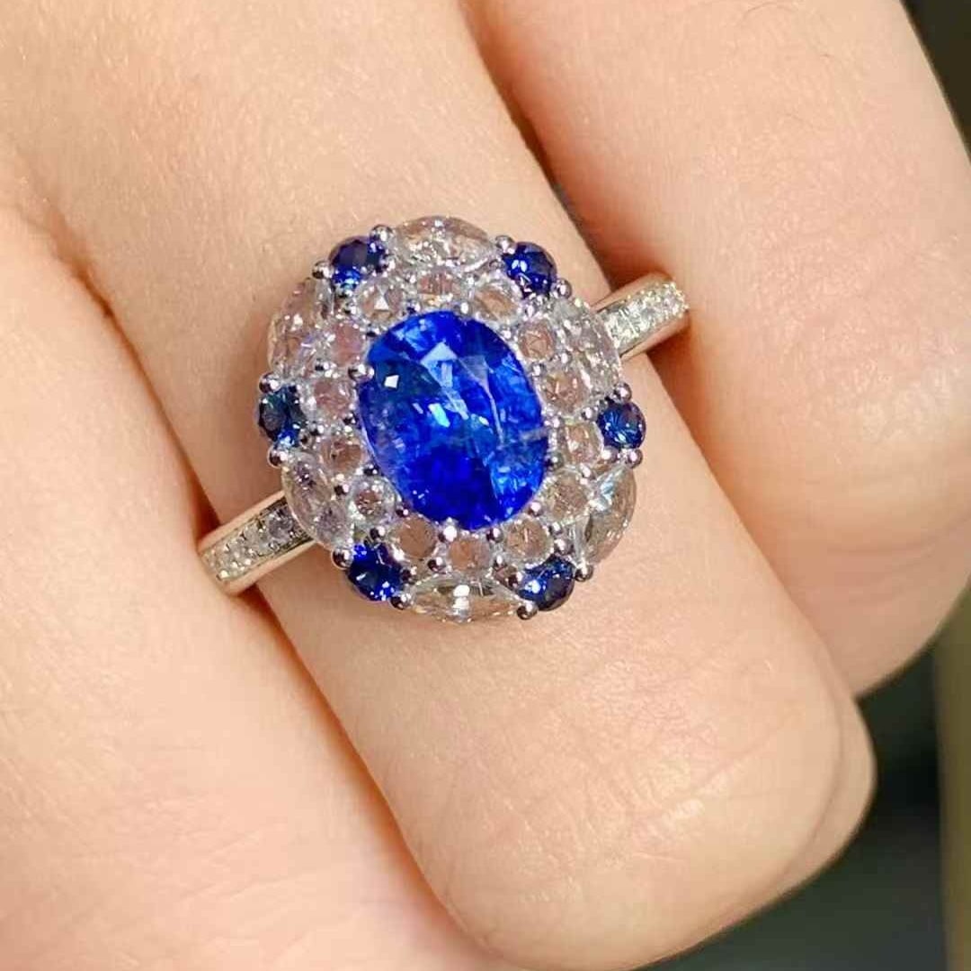14k Gold 1.4 Ct Natural Sapphire & Coloured Gemstone & Diamond Ring - 5
