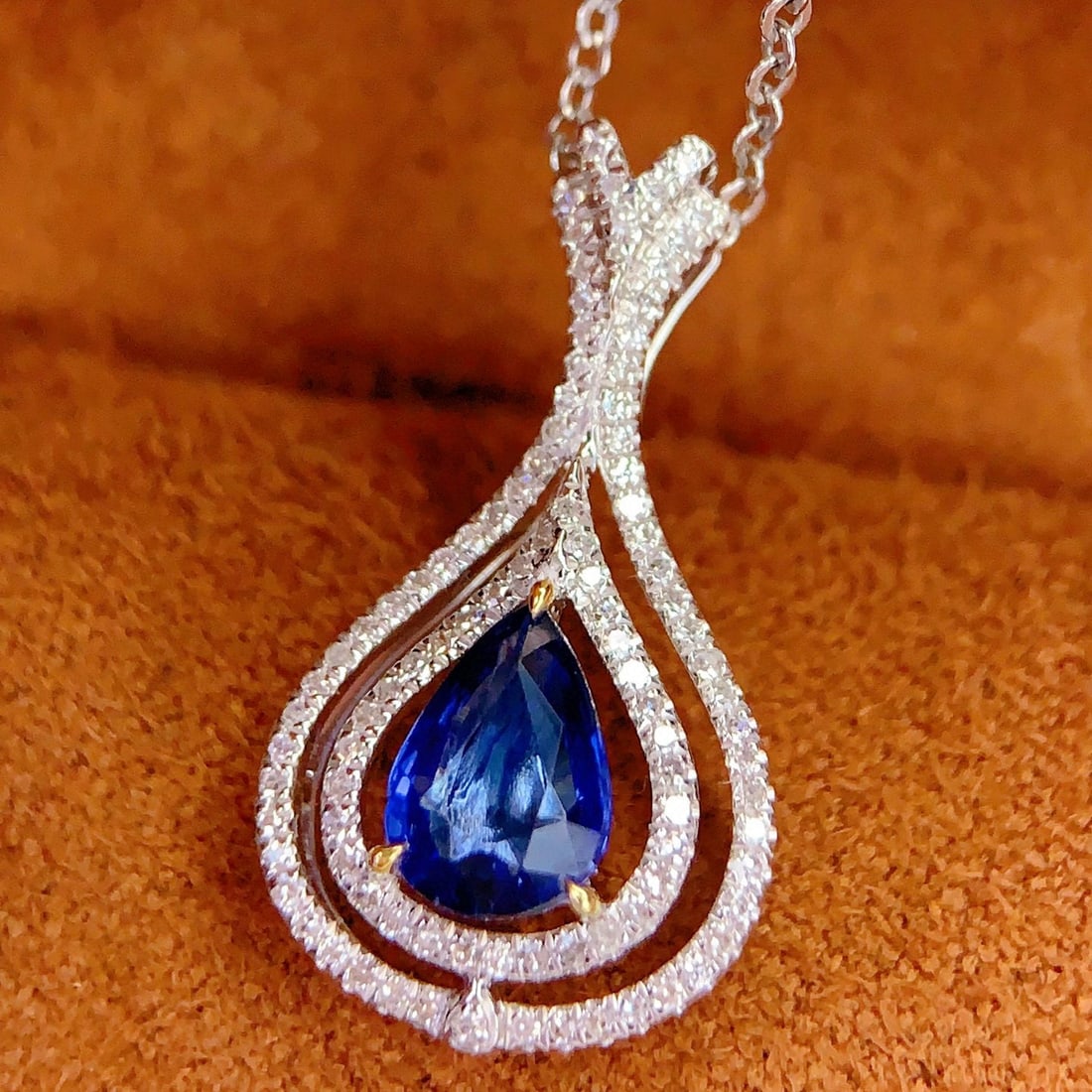 14k Gold 1.1 Ct Natural Sapphire & Diamond Pendant( Without Chain ) - 6