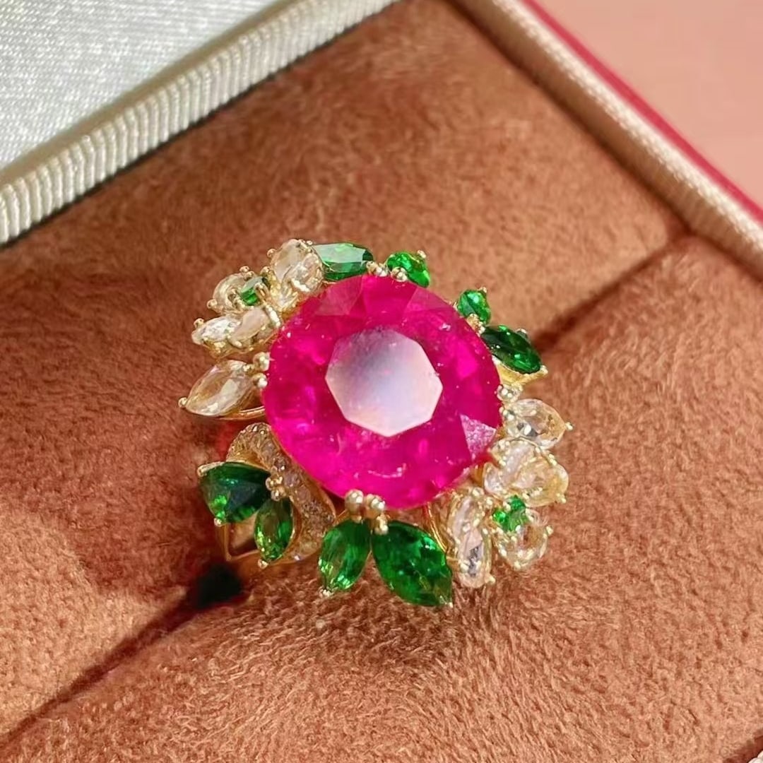 14k Gold 8.60 Ctw Natural Tourmaline & Coloured Gemstone Ring - 2