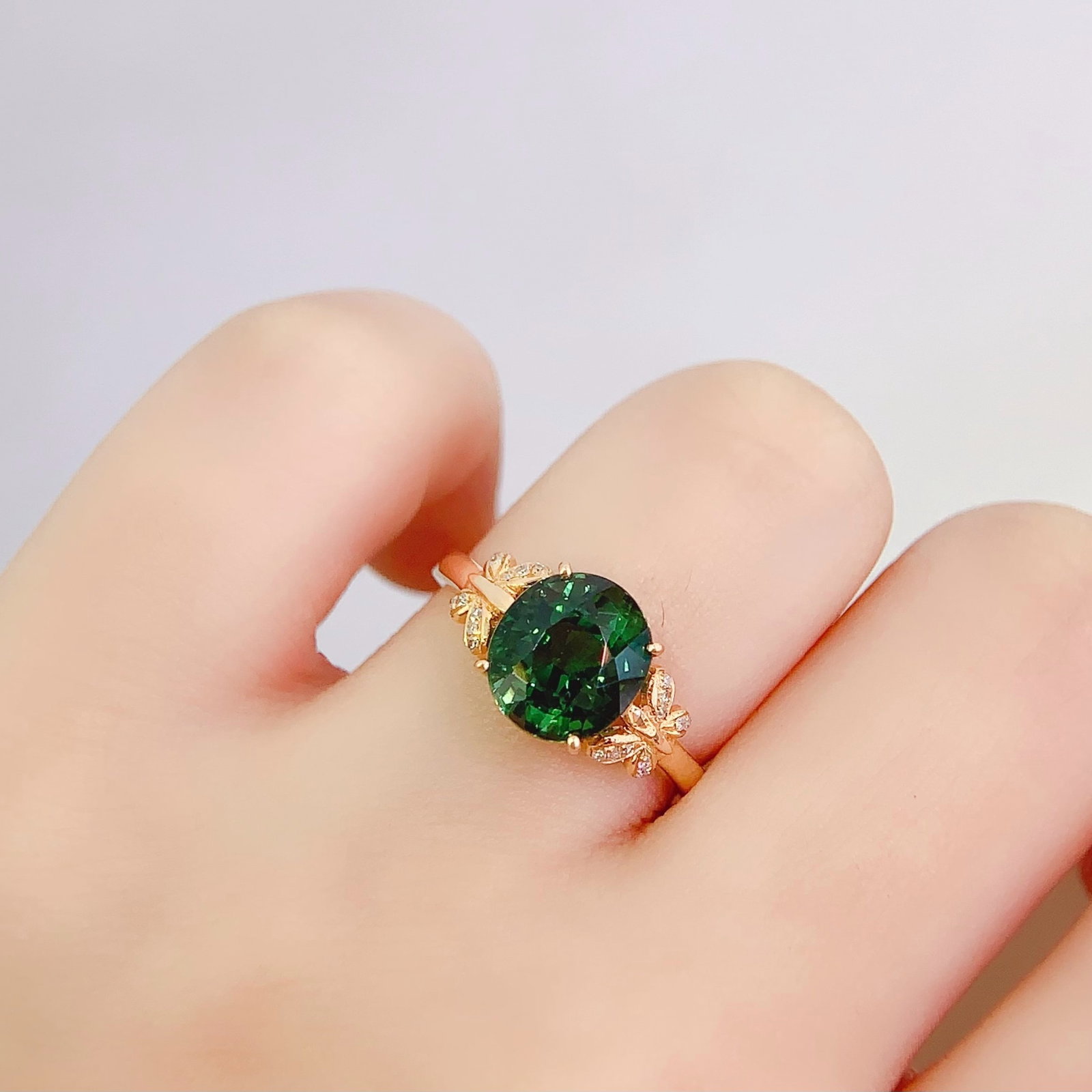 14k Gold 3.18 Ct Natural Tourmaline & Diamond Ring - 6