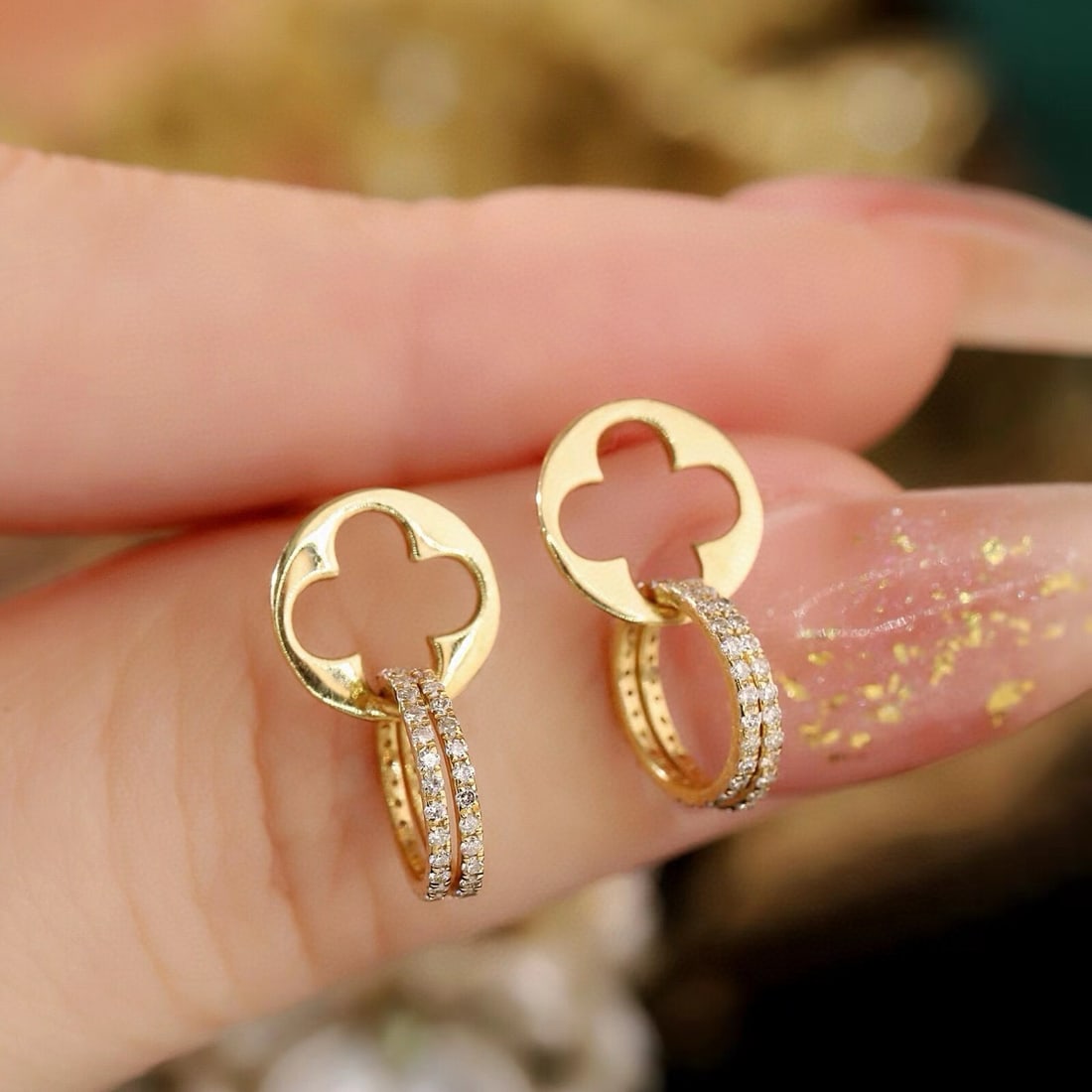 14k Gold 0.36 Ct Natural H Diamond Earrings - 7
