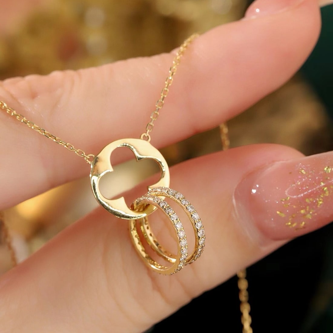 14k Gold 0.35 Ct Natural H Diamond Necklace - 2