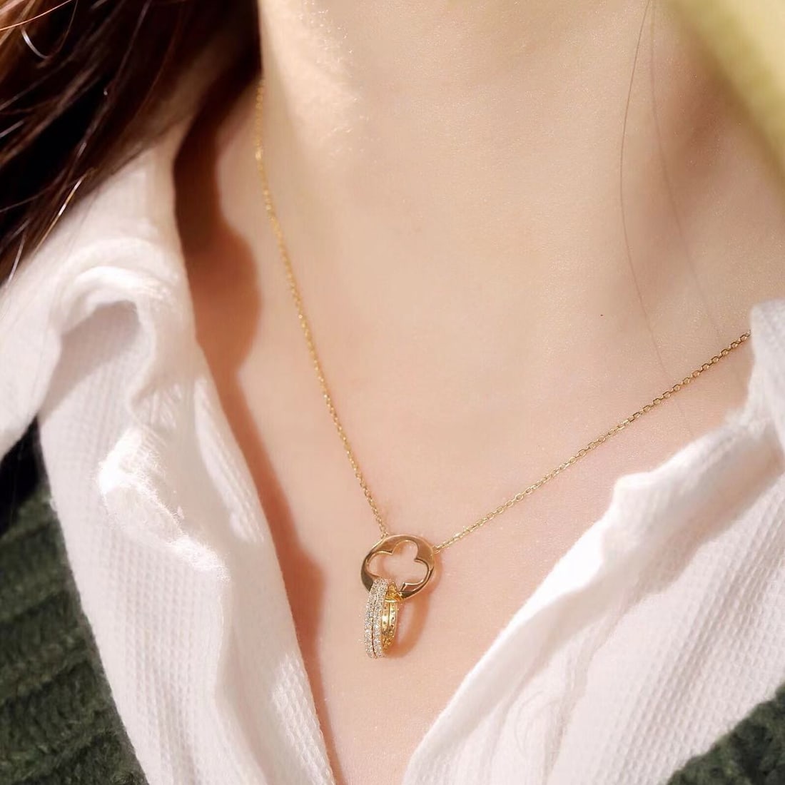 14k Gold 0.35 Ct Natural H Diamond Necklace - 7