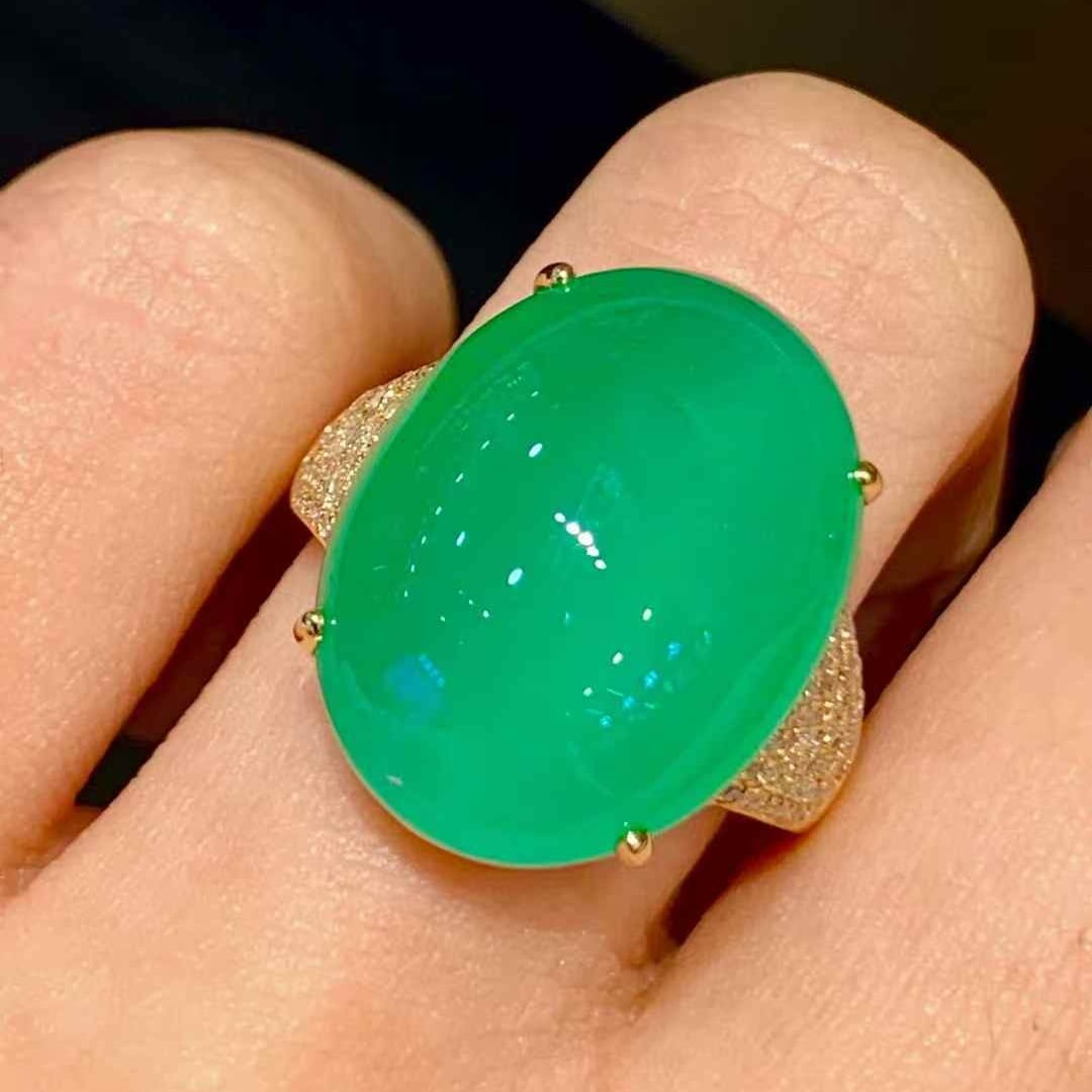 14k Gold 14.5 Ct Natural Emerald & Diamond Ring - 5