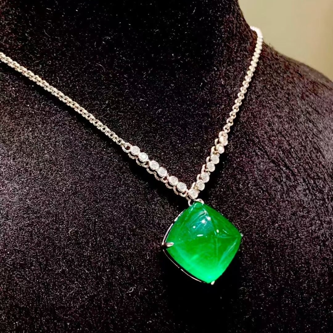 14k Gold 8.88 Ct Natural Emerald & Diamond Necklace - 6