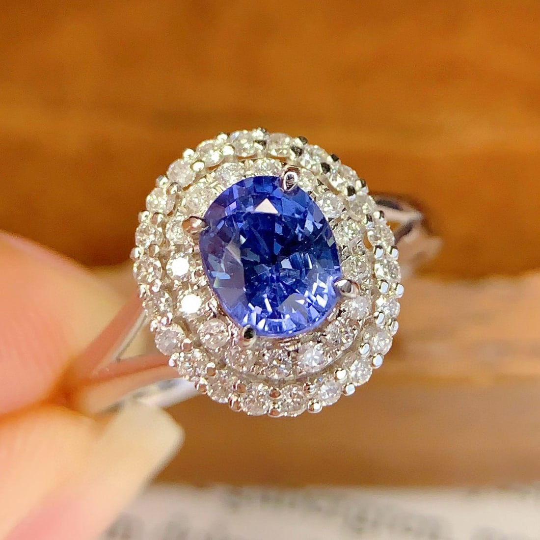 14k Gold 1.3 Ct Natural Sapphire & Diamond Ring - 2