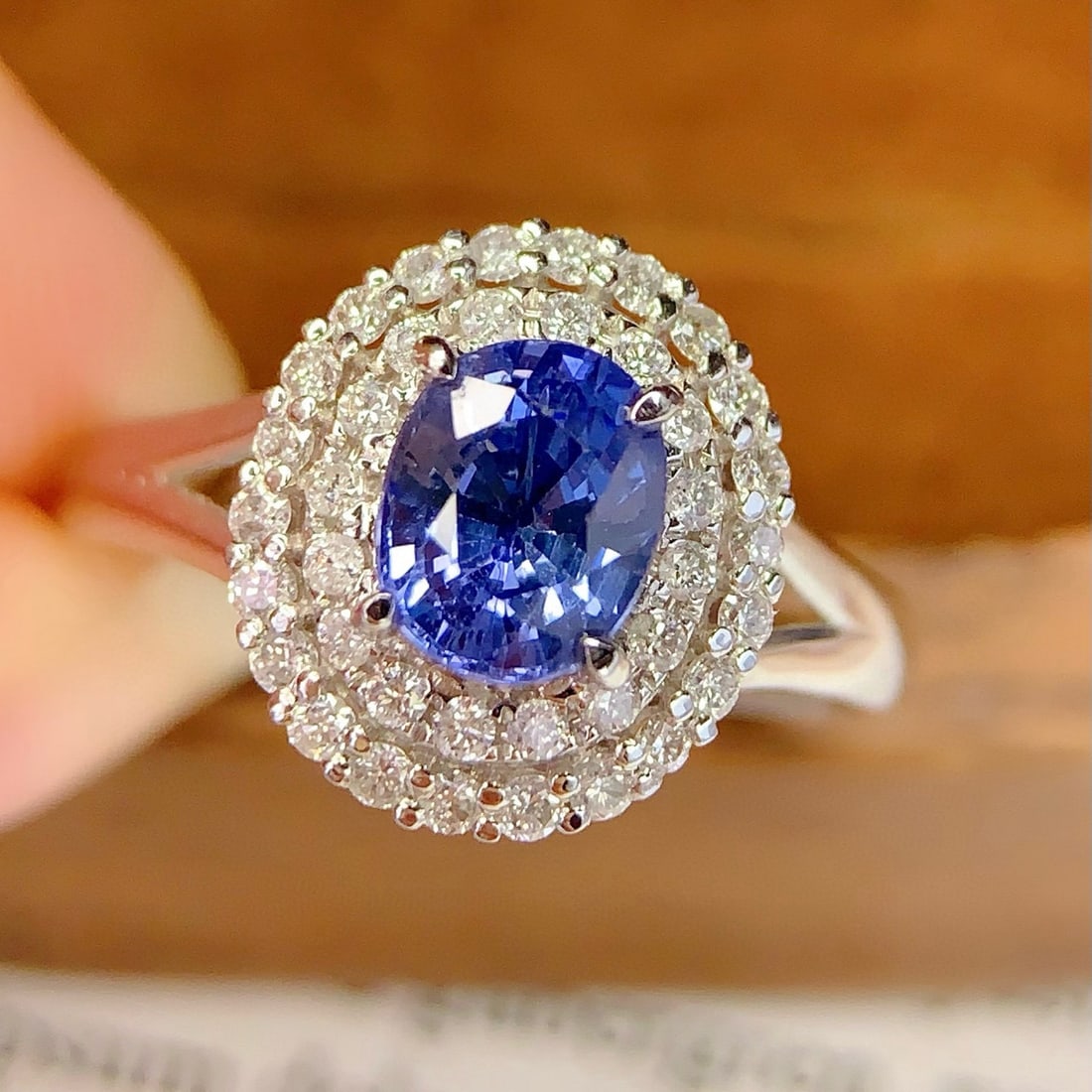 14k Gold 1.3 Ct Natural Sapphire & Diamond Ring - 3
