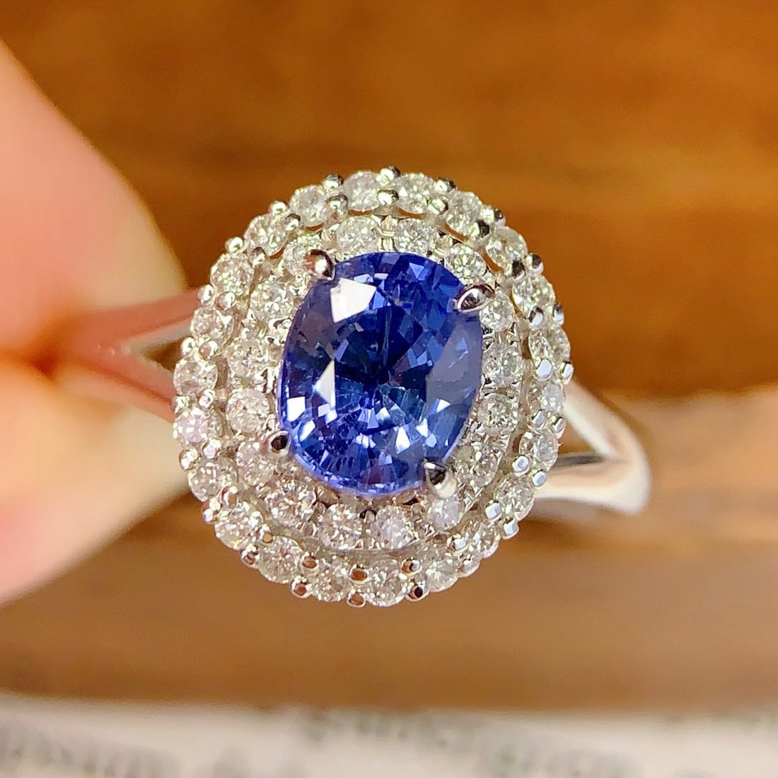 14k Gold 1.3 Ct Natural Sapphire & Diamond Ring - 4