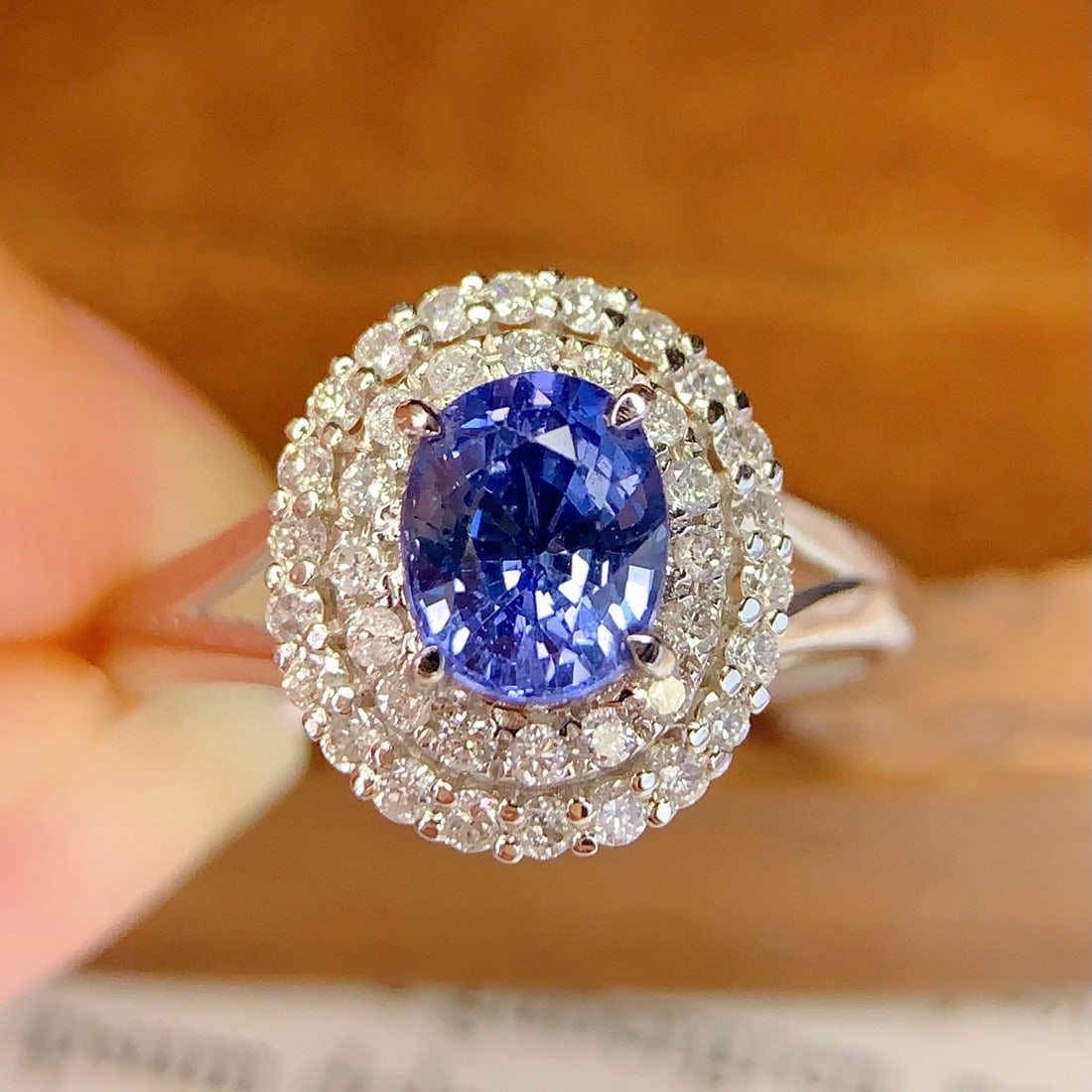 14k Gold 1.3 Ct Natural Sapphire & Diamond Ring - 5