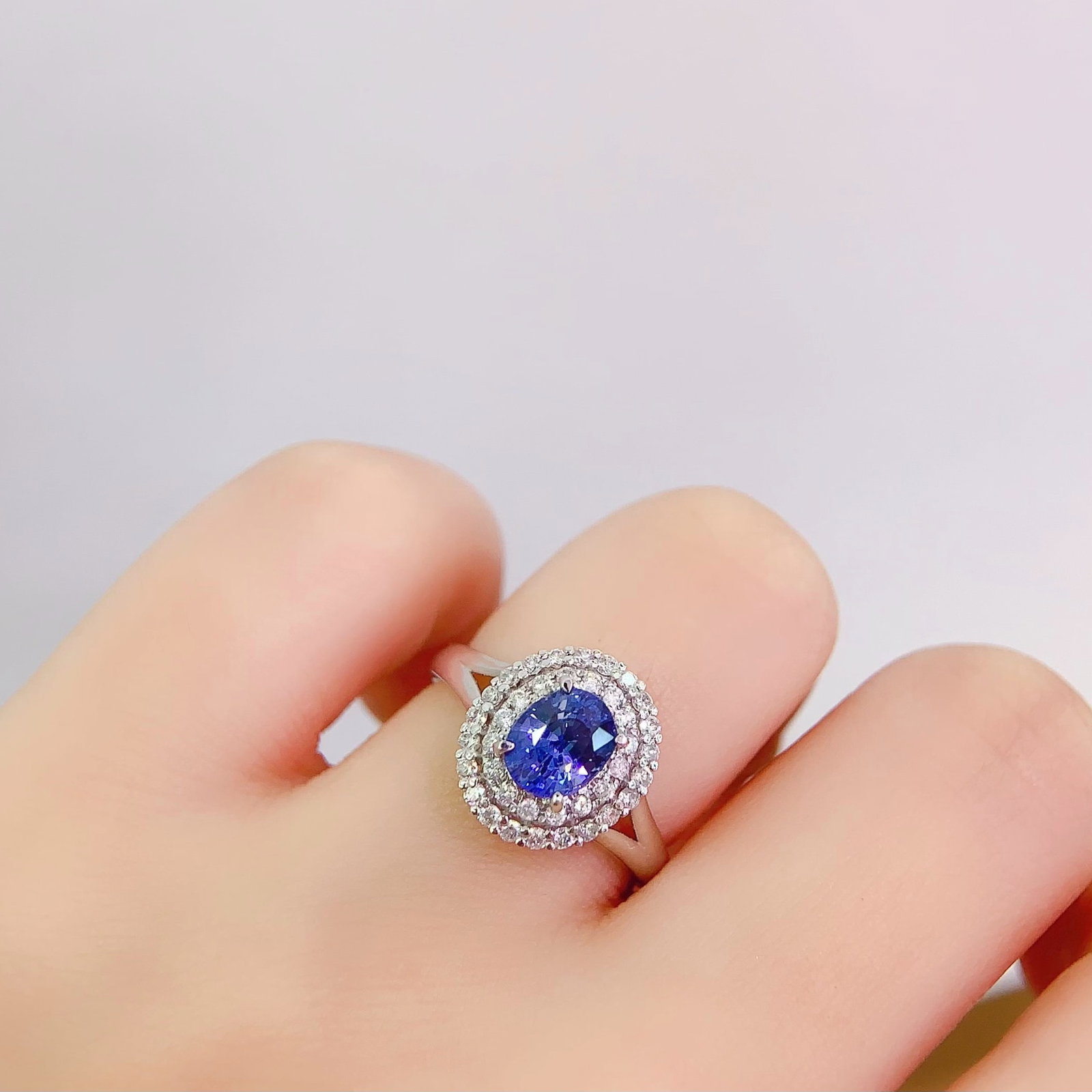 14k Gold 1.3 Ct Natural Sapphire & Diamond Ring - 6
