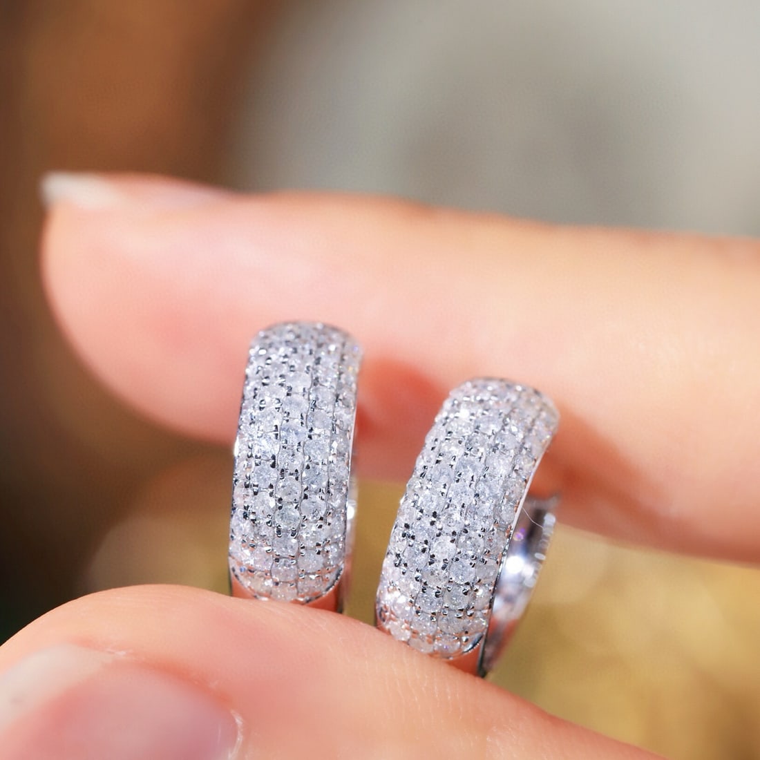 14k Gold 0.85 Ct Natural H Diamond Earrings - 6