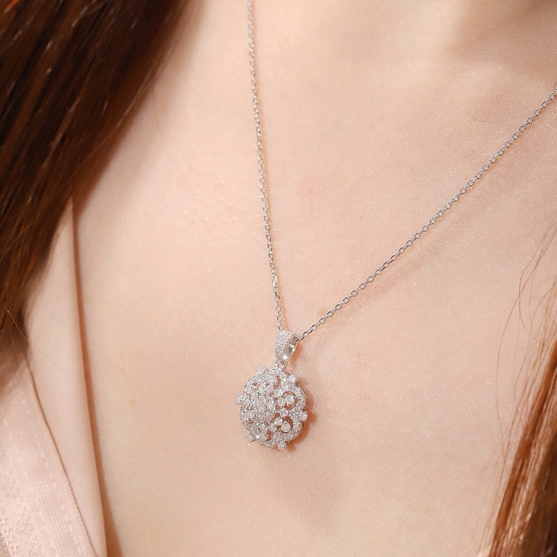 14k Gold 0.60 Ct Natural H Diamond Necklace - 4