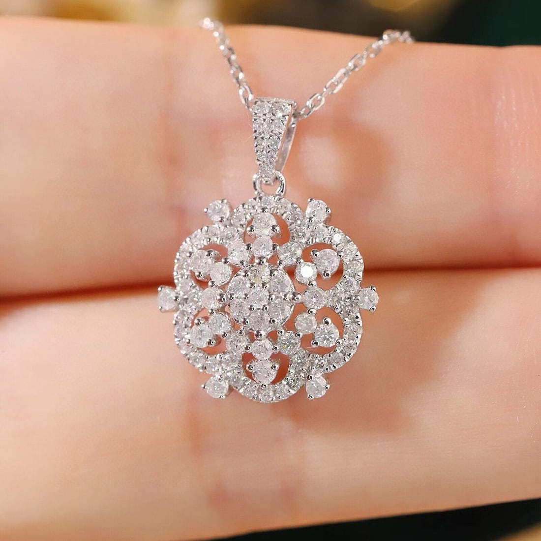 14k Gold 0.60 Ct Natural H Diamond Necklace - 5