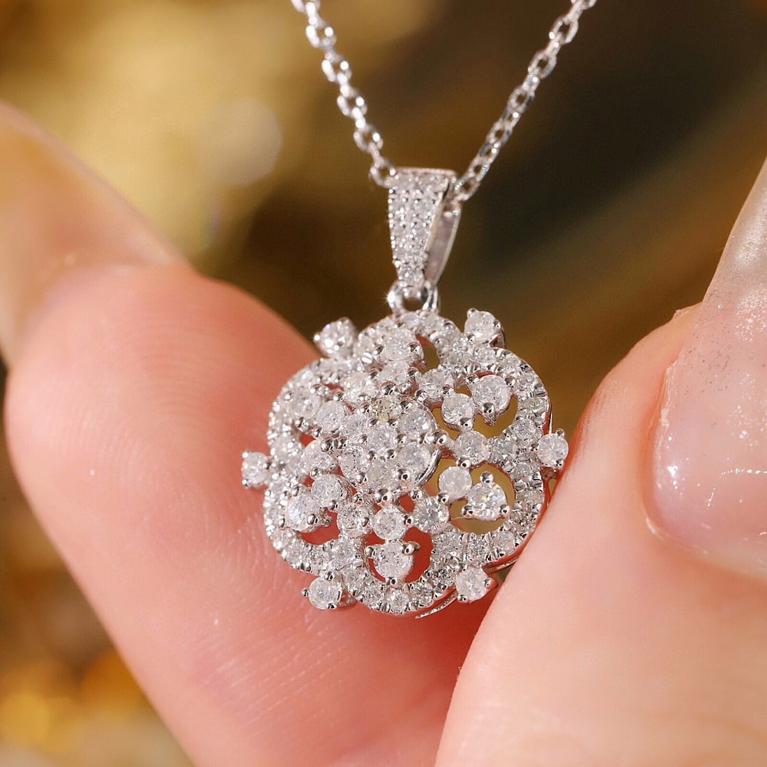 14k Gold 0.60 Ct Natural H Diamond Necklace - 7