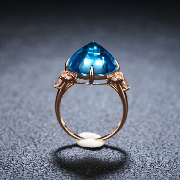 14k Gold 9.58 Ctw Natural Topaz & Sapphire Ring - 6