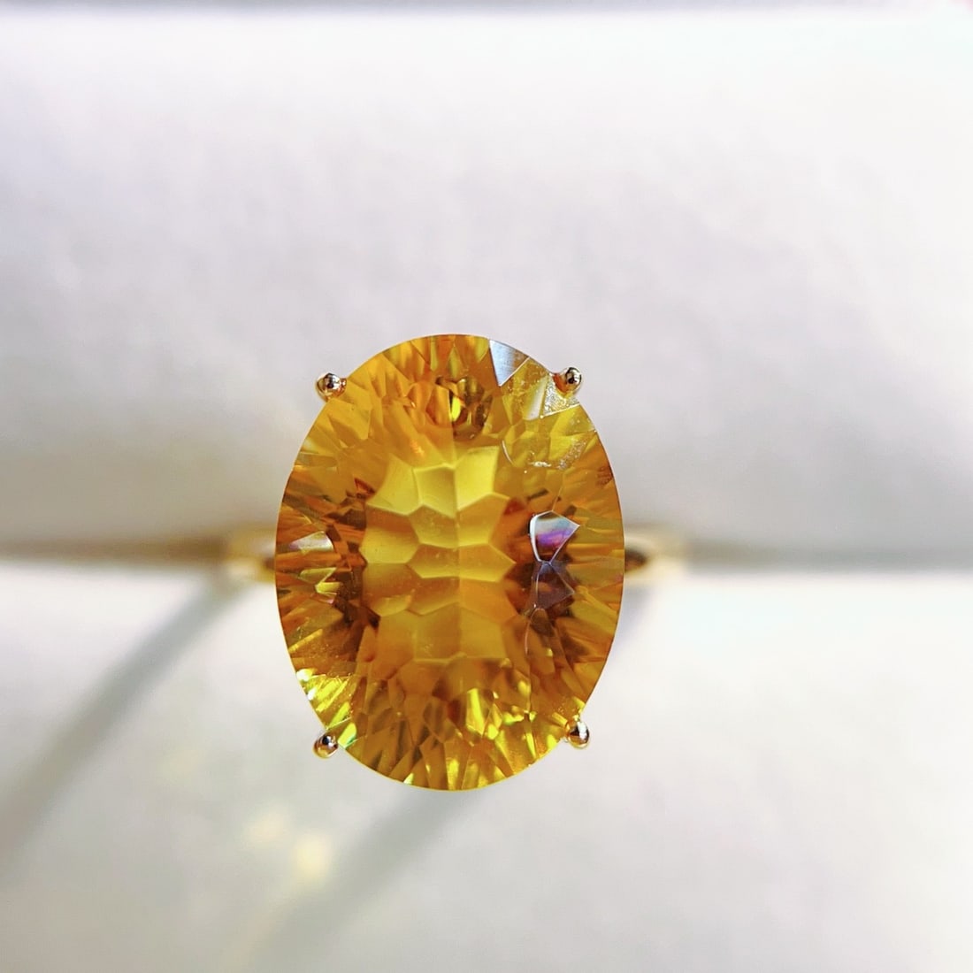 14k Gold 8.85 Ct Natural Citrine Ring: Ref:231106026 // gold content:14k gold // ring size:7. 25us // // main gemstone:citrine // shape:oval // carat weight:8. 85ct // color:yellow // treatment:natural // Condition: New Low Estimate: