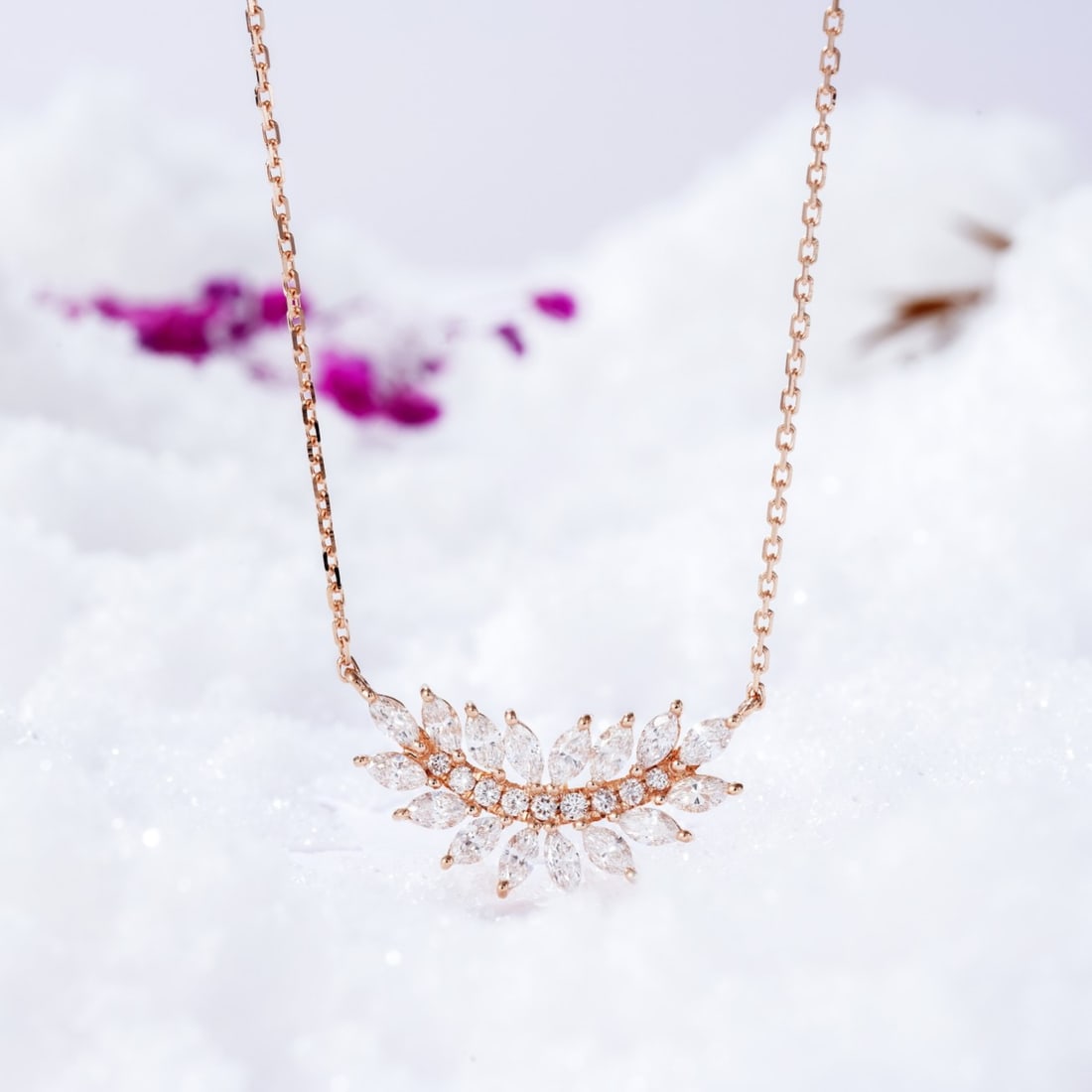 14k Gold 0.63 Ctw Natural H Diamond Necklace - 2