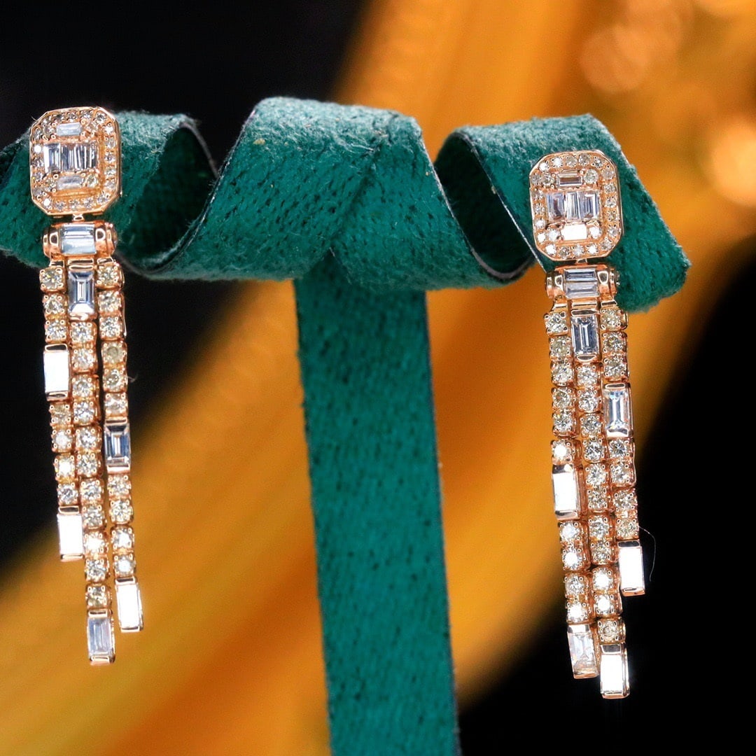 14k Gold 1.46 Ct Natural H Diamond Earrings - 2