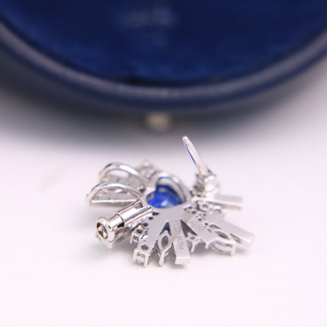 14k Gold 1.65 Ctw Natural Sapphire & Diamond Brooch/pendant( Without Chain ) - 5