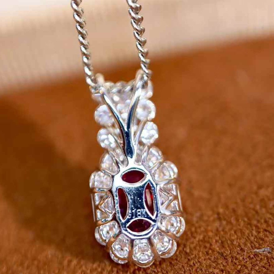 14k Gold 1.20 Ctw Natural Ruby & Diamond Pendant( Without Chain ) - 6