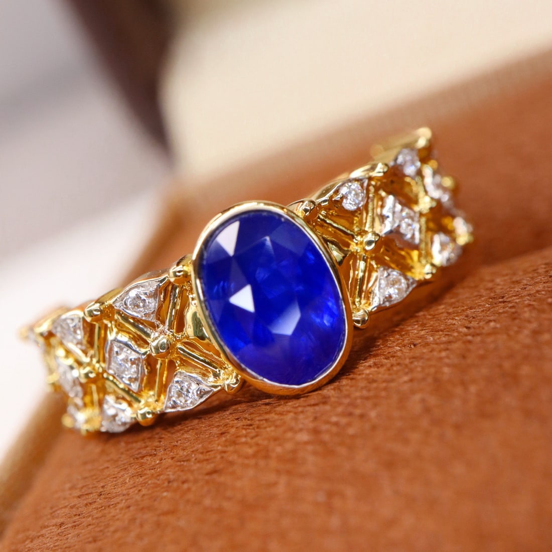 14k Gold 1.20 Ctw Natural Sapphire & Diamond Ring - 3