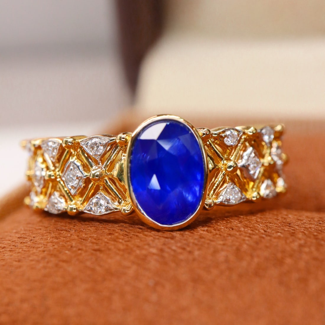 14k Gold 1.20 Ctw Natural Sapphire & Diamond Ring - 4