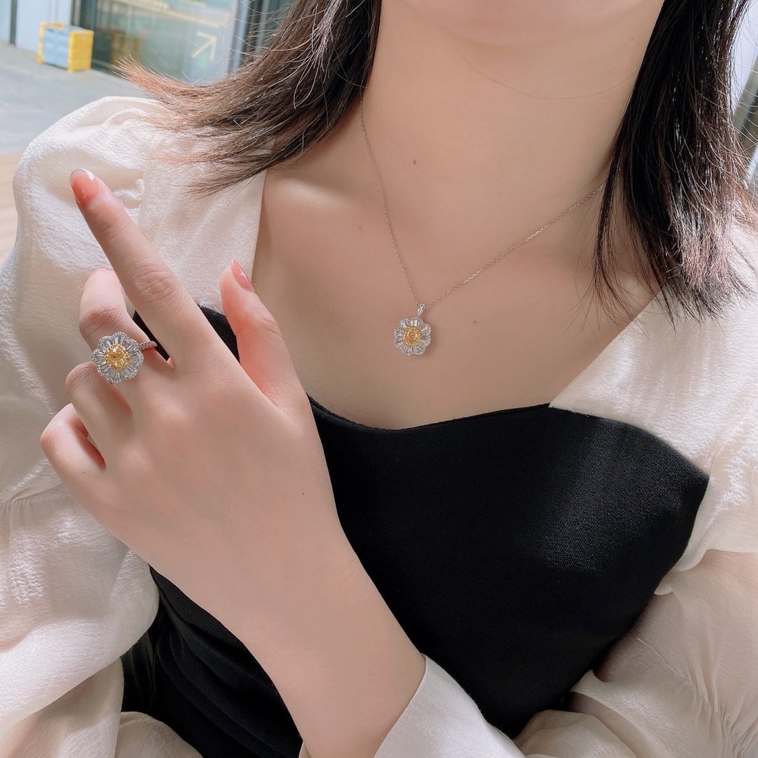14k Gold 2.25 Ctw Natural Yellow Diamond & Diamond Ring/pendant( Without Chain ) - 3