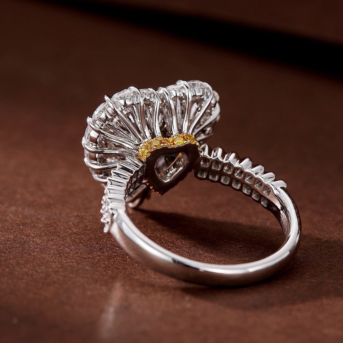 14k Gold 2.17 Ctw Natural Yellow Diamond & Diamond Ring - 2
