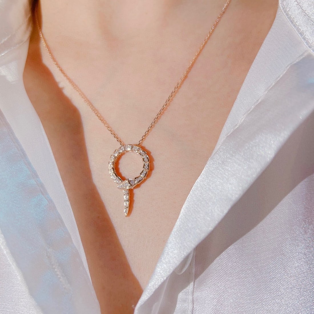14k Gold 0.23 Ct Natural H Diamond Necklace - 5