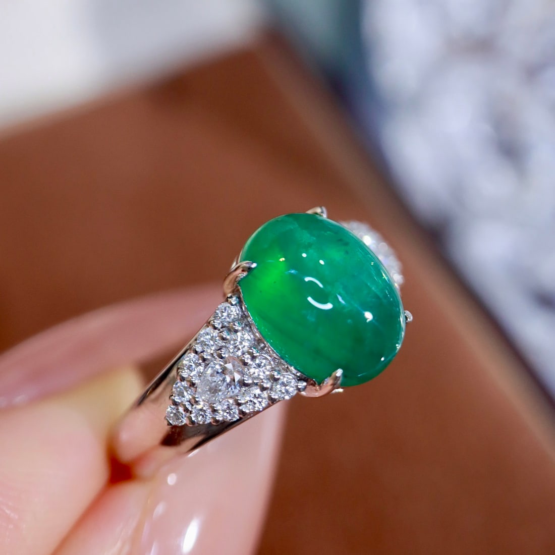 14k Gold 3.71 Ctw Natural Emerald & Diamond Ring - 7