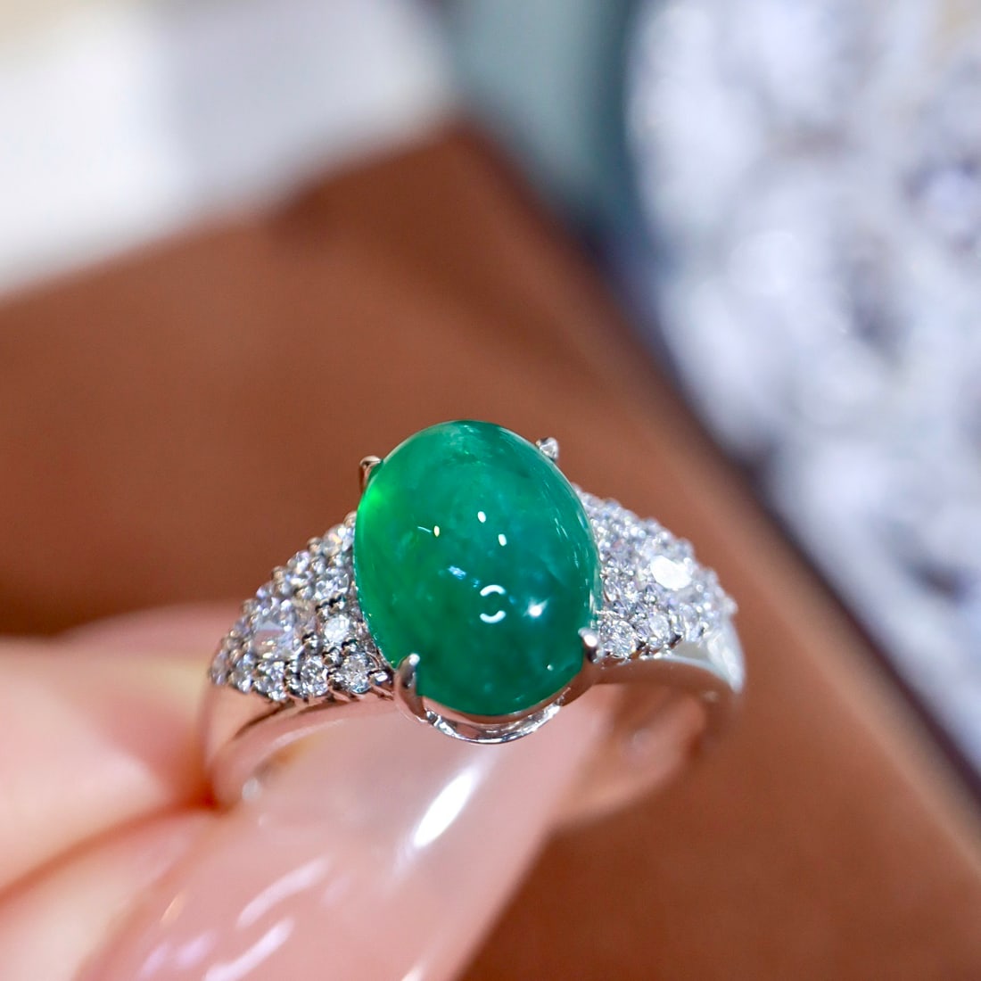 14k Gold 3.71 Ctw Natural Emerald & Diamond Ring - 8
