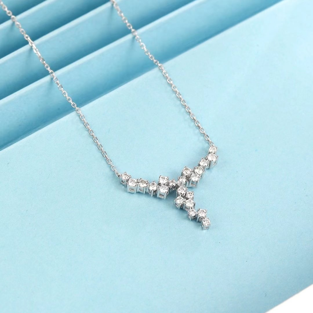 14k Gold 0.38 Ct Natural H Diamond Necklace - 2