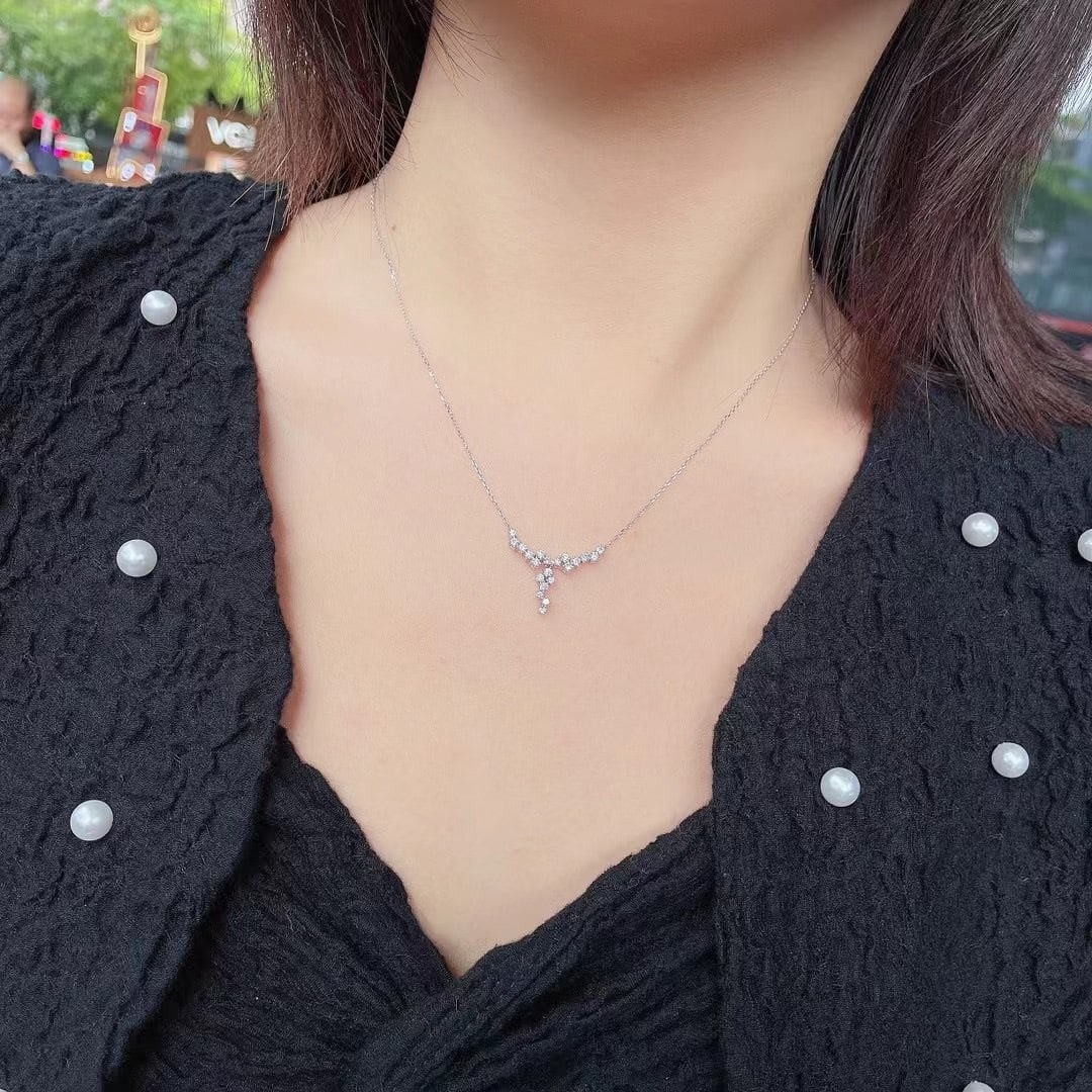 14k Gold 0.38 Ct Natural H Diamond Necklace - 3