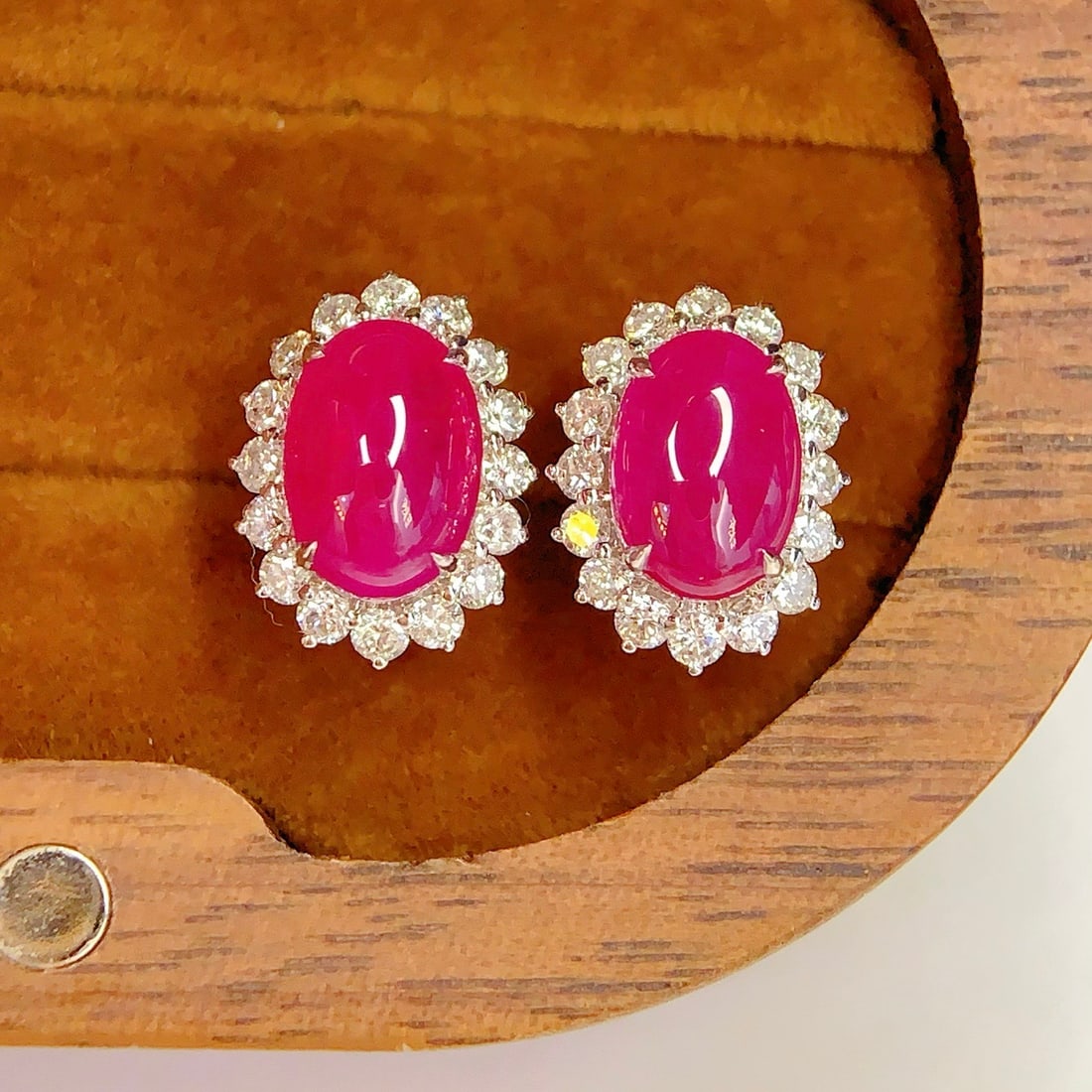 14k Gold 3.65 Ct Natural Ruby & Diamond Earrings - 2