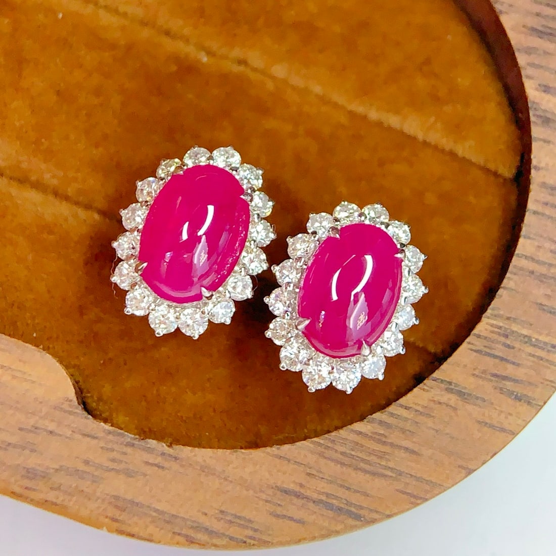 14k Gold 3.65 Ct Natural Ruby & Diamond Earrings - 3