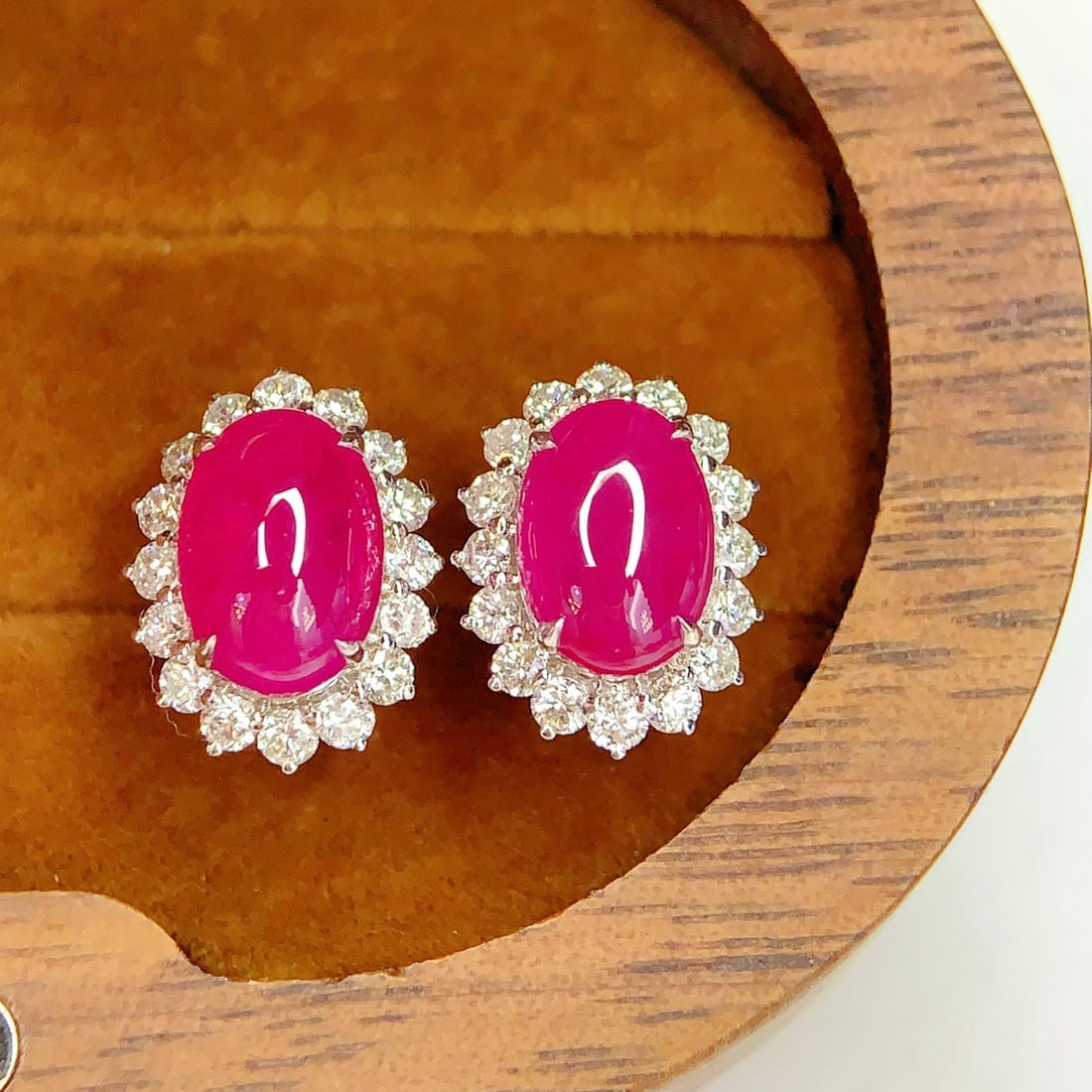 14k Gold 3.65 Ct Natural Ruby & Diamond Earrings - 4