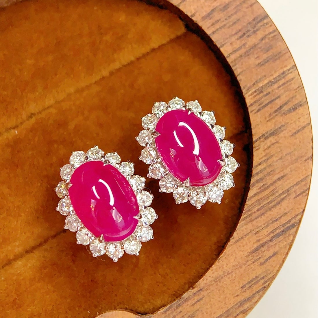 14k Gold 3.65 Ct Natural Ruby & Diamond Earrings - 5