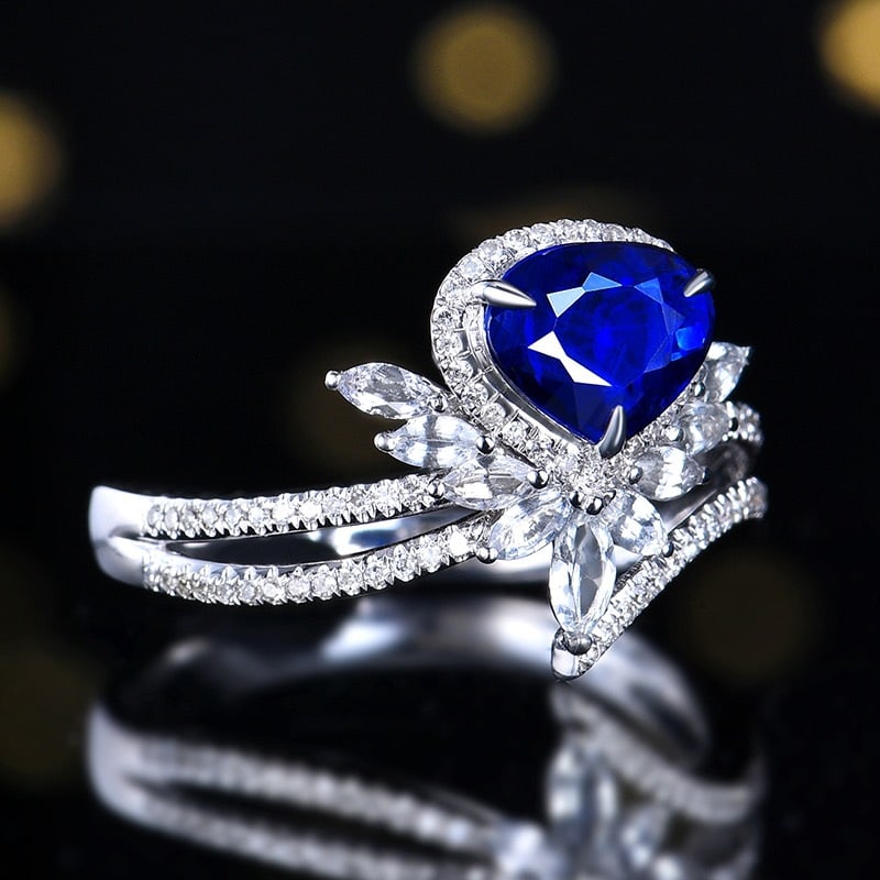 14k Gold 1.14 Ctw Natural Sapphire & Diamond Ring - 3