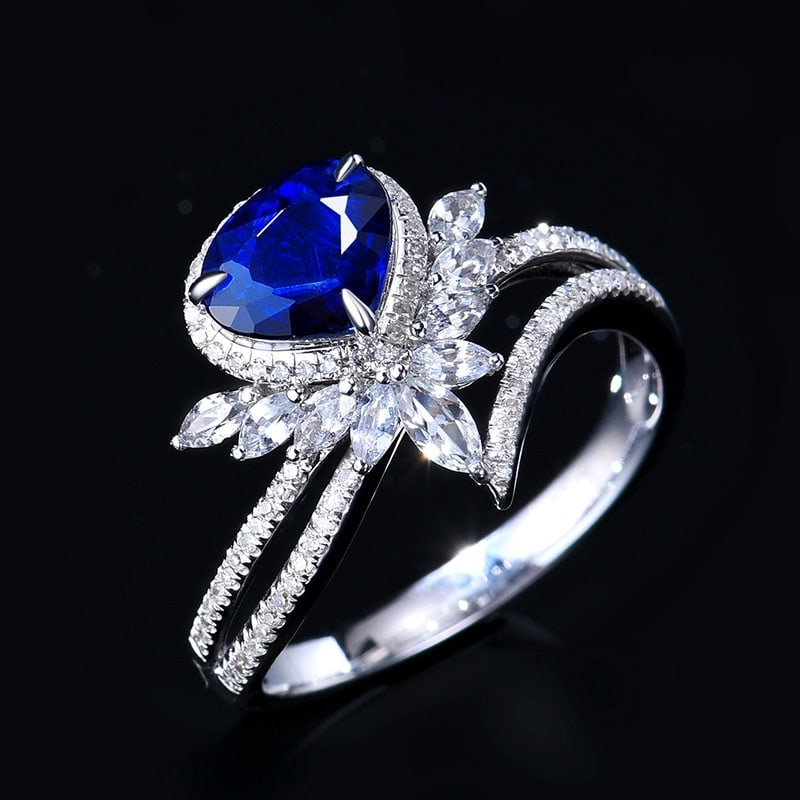 14k Gold 1.14 Ctw Natural Sapphire & Diamond Ring - 4