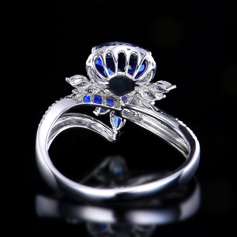 14k Gold 1.14 Ctw Natural Sapphire & Diamond Ring - 5