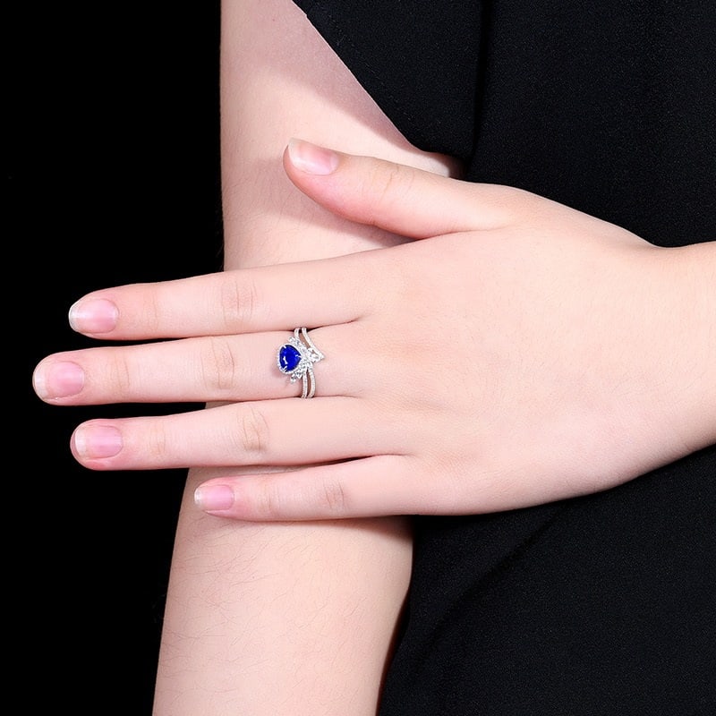 14k Gold 1.14 Ctw Natural Sapphire & Diamond Ring - 6
