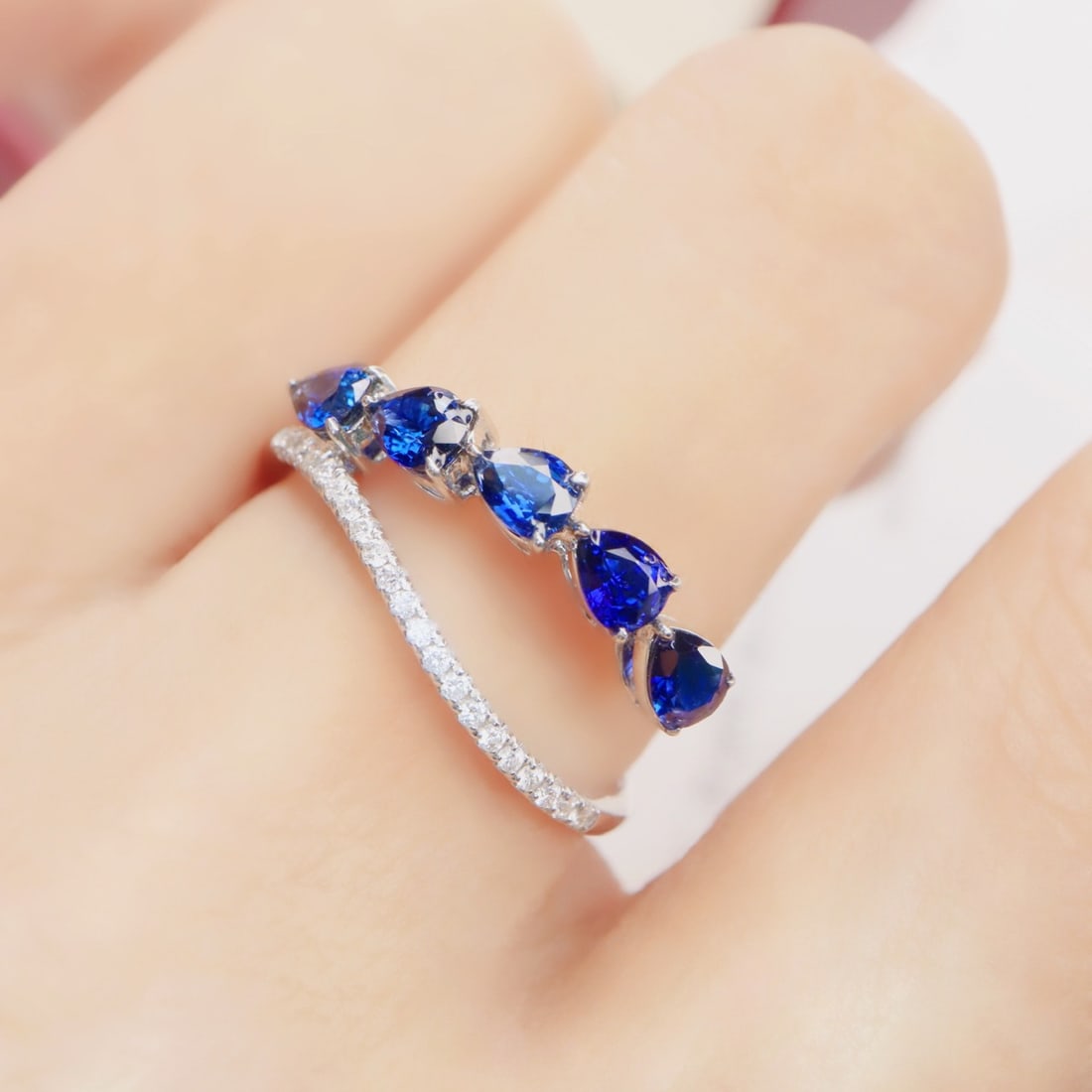 14k Gold 1.11 Ctw Natural Sapphire & Diamond Ring - 5