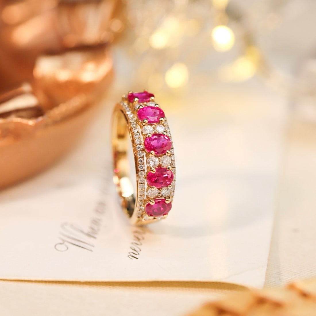 14k Gold 1.69 Ctw Natural Ruby & Diamond Ring: Ref:231106136 // gold content:14k gold // ring size:7. 25us // // main gemstone:ruby // shape:oval // carat weight:1. 30ct // color:red // treatment:natural // // adjacent gemstone 2 : diamond //