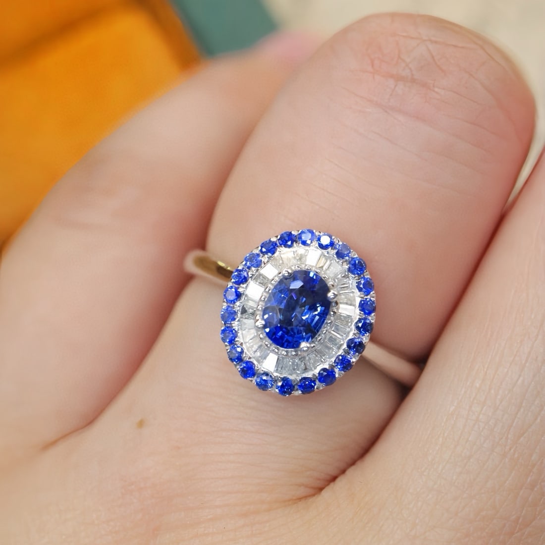 14k Gold 0.67 Ctw Natural Sapphire & Diamond Ring - 6