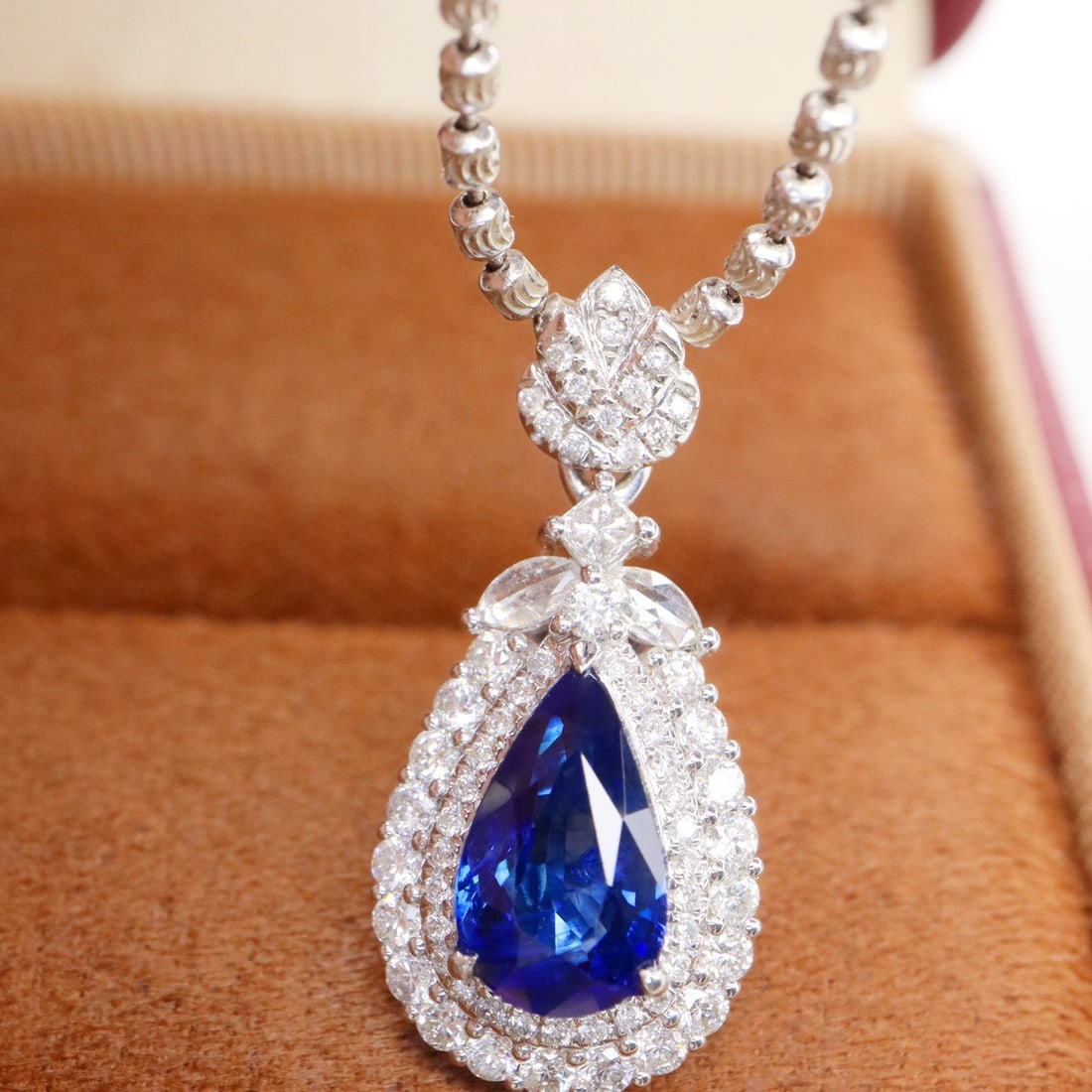 14k Gold 2.14 Ctw Natural Sapphire & Diamond Pendant( Without Chain ) - 2