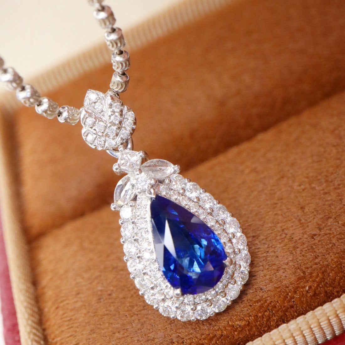 14k Gold 2.14 Ctw Natural Sapphire & Diamond Pendant( Without Chain ) - 4