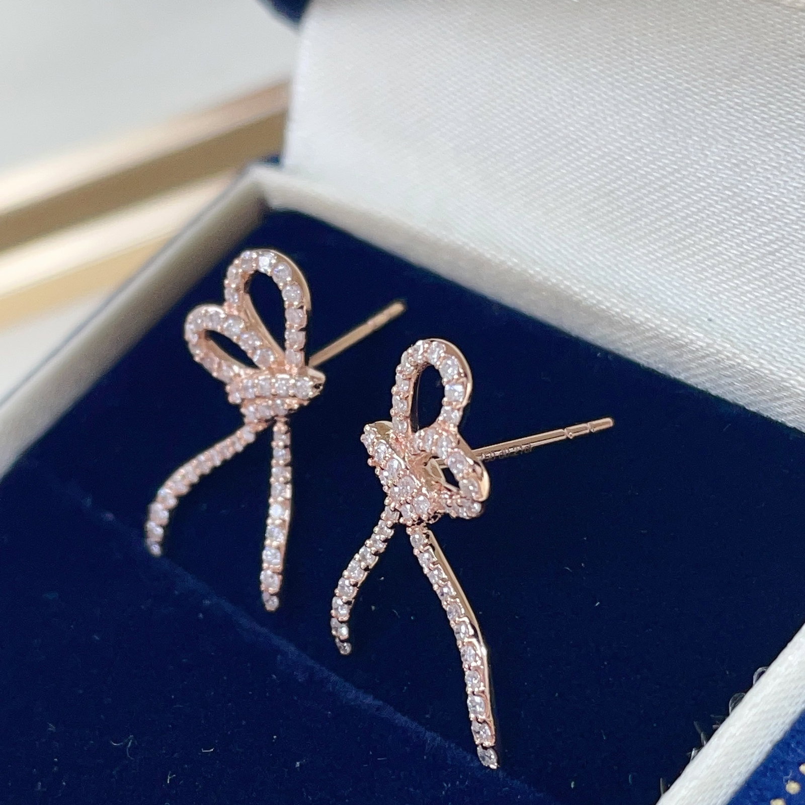 14k Gold 0.42 Ct Natural H Diamond Earrings - 2